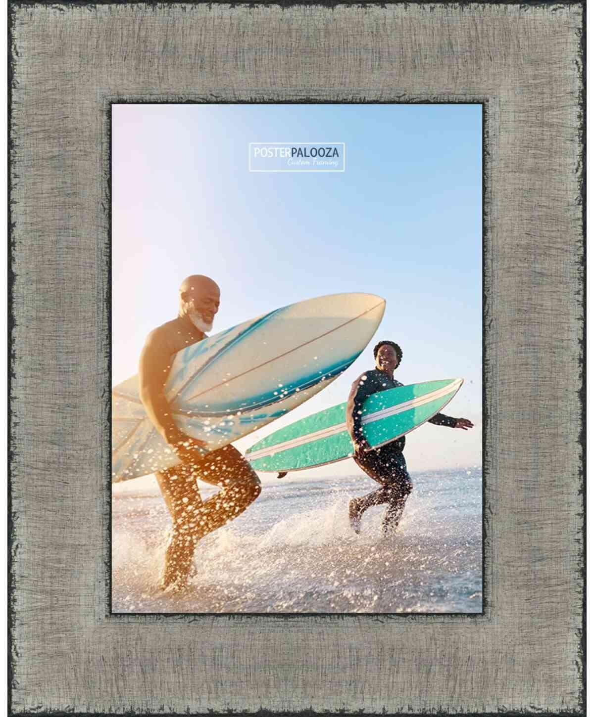 CustomPictureFrames.com 17x11 Frame Gold Real Wood Picture Frame Width 1 Inches | Interior Frame Depth 0.5 Inches | Edwina Farmhouse Photo Frame Complete with UV Acrylic, Foam Board Backing & Hanging Hardware