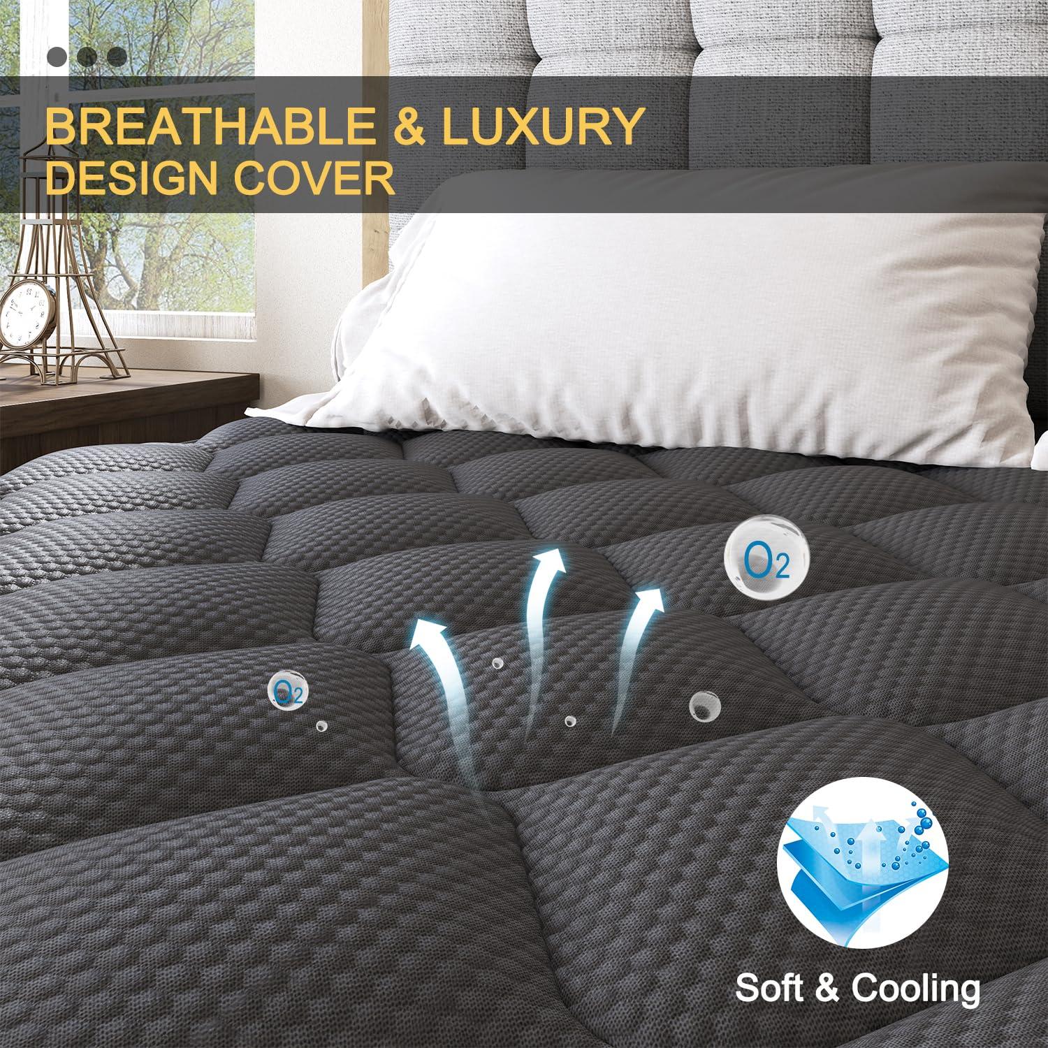 VISCOUNTESS VISCOUNTESS Hybrid Mattress, Euro Top Mattress Medium Firm for Motion Isolation & Pressure Relief, 100 Night Trial, Individual Pocket Spring Bed (14inch, King)