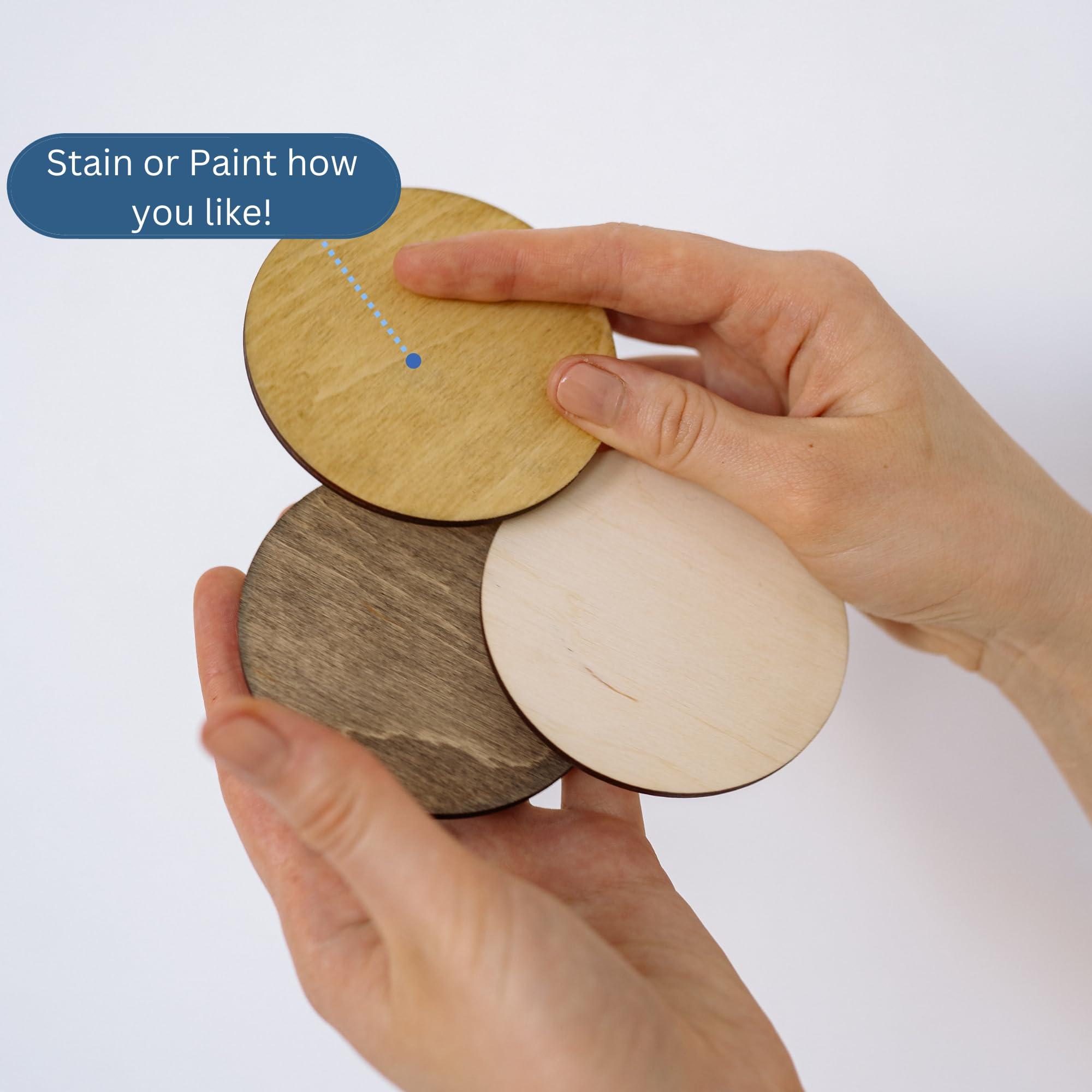 Hampton Art Hampton Art Coasters Round 6Mm 4Pc, Wood Coasters, Wooden Coasters, Wood Coaster Blanks, DIY Blank Coasters for Crafts, Wood, for Crafts