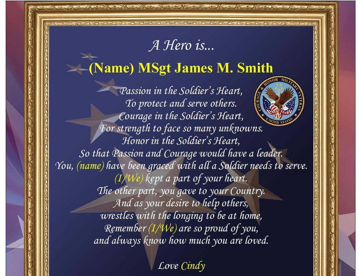 AllGiftFrames Personalized Military Gift Plaque Going Away Retirement Homecoming Poem Plaque Marine Air Force Navy USAF Soldier Service Award Frame Veteran