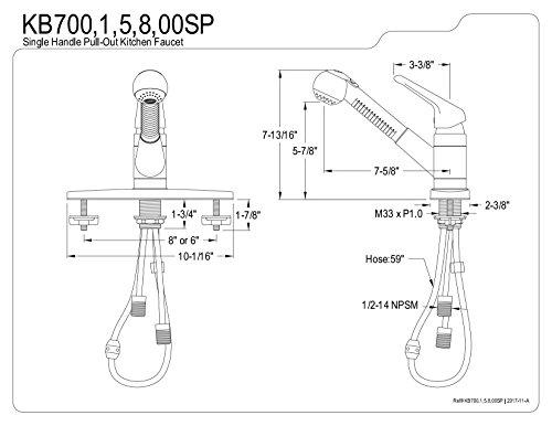 Kingston Brass Kingston Brass KB705SP Wyndham Single Loop Handle Kitchen Faucet with Pull-Out Sprayer, 8-Inch, Oil Rubbed Bronze