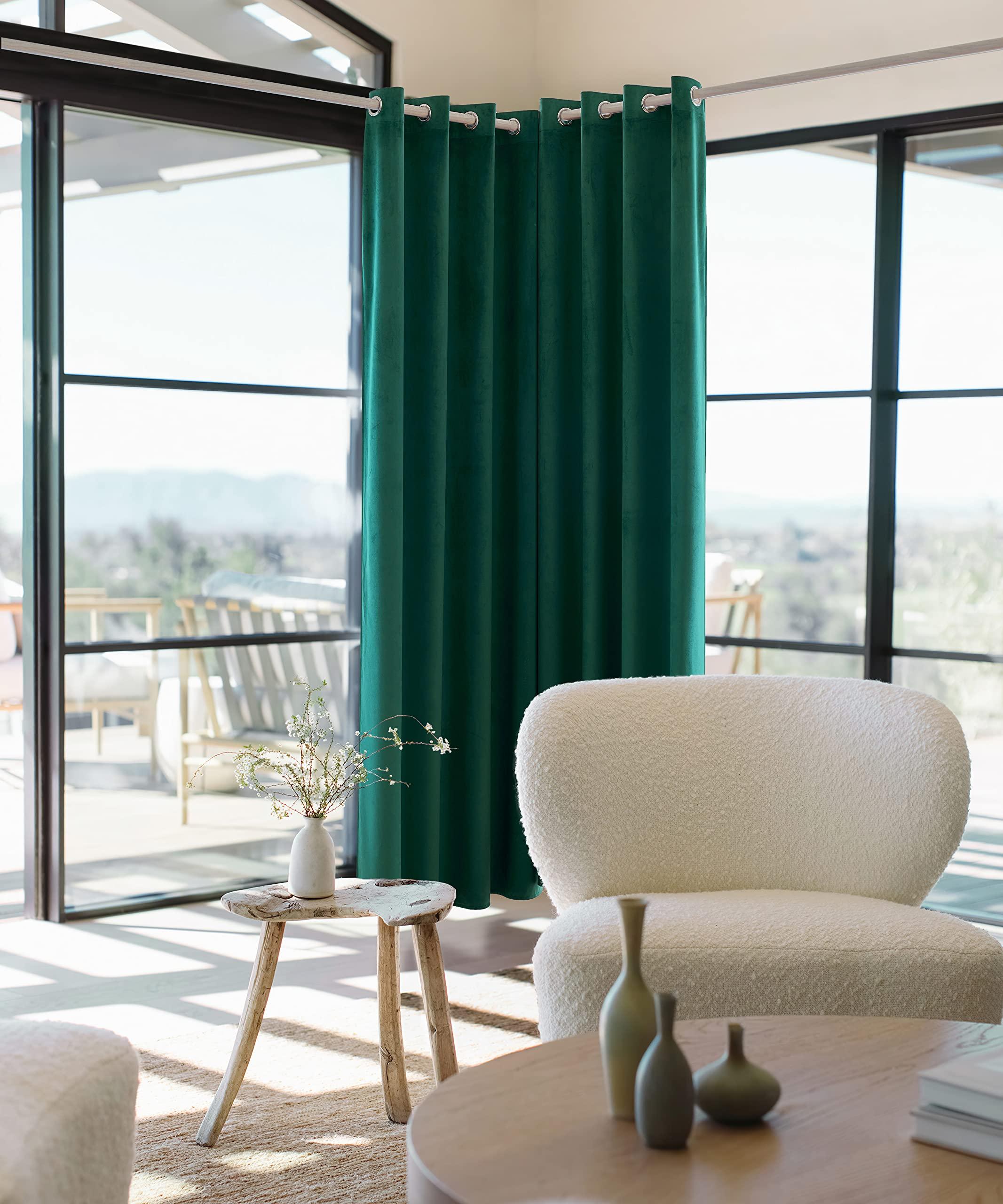 ANRODUO ANRODUO Dark Green Velvet Curtains 84 Inches Long Blackout Thermal Insulated Soundproof Curtain Privacy Room Darkening Curtains Grommet Window Drapes for Bedroom Living Room Set of 2