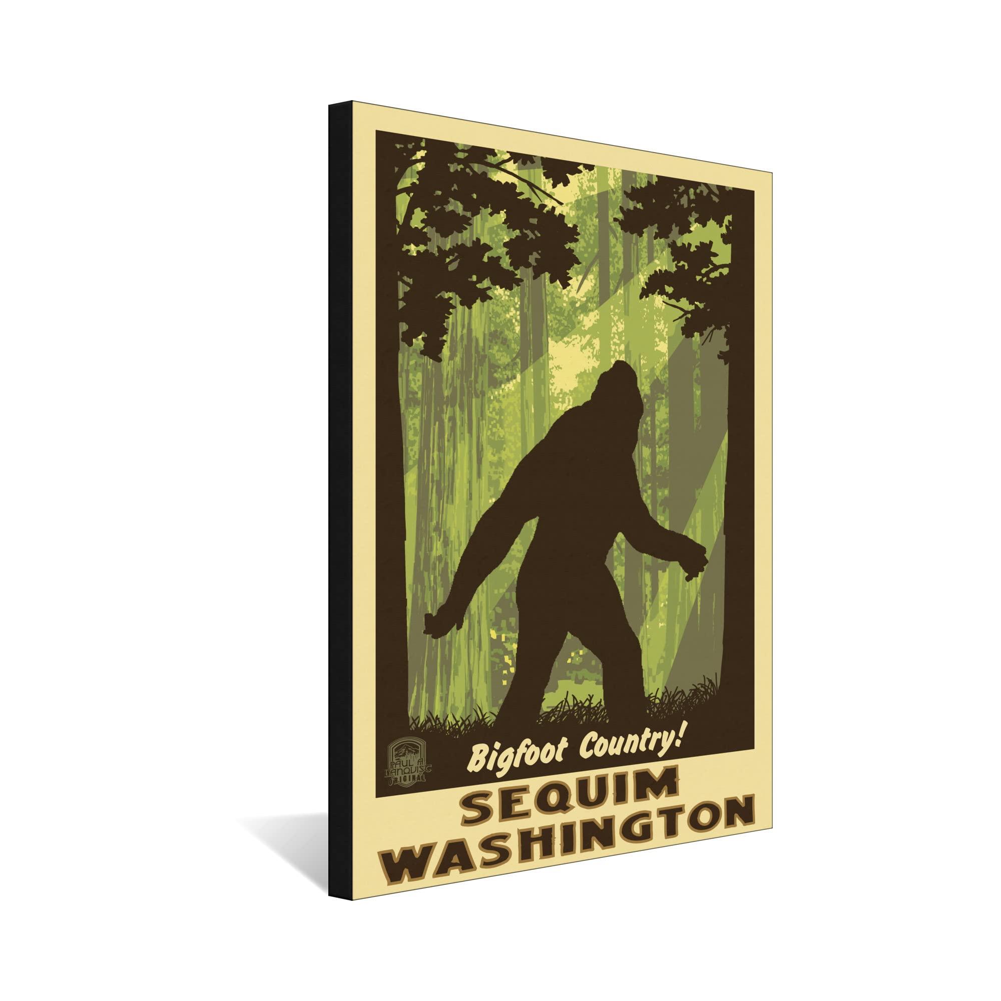 Northwest Art Mall Sequim Washington Bigfoot Shadow Giclee Archival Canvas Print Wall Art Dcor for Home & Office from Illustration by Artist Paul A. Lanquist 30\" x 45\"