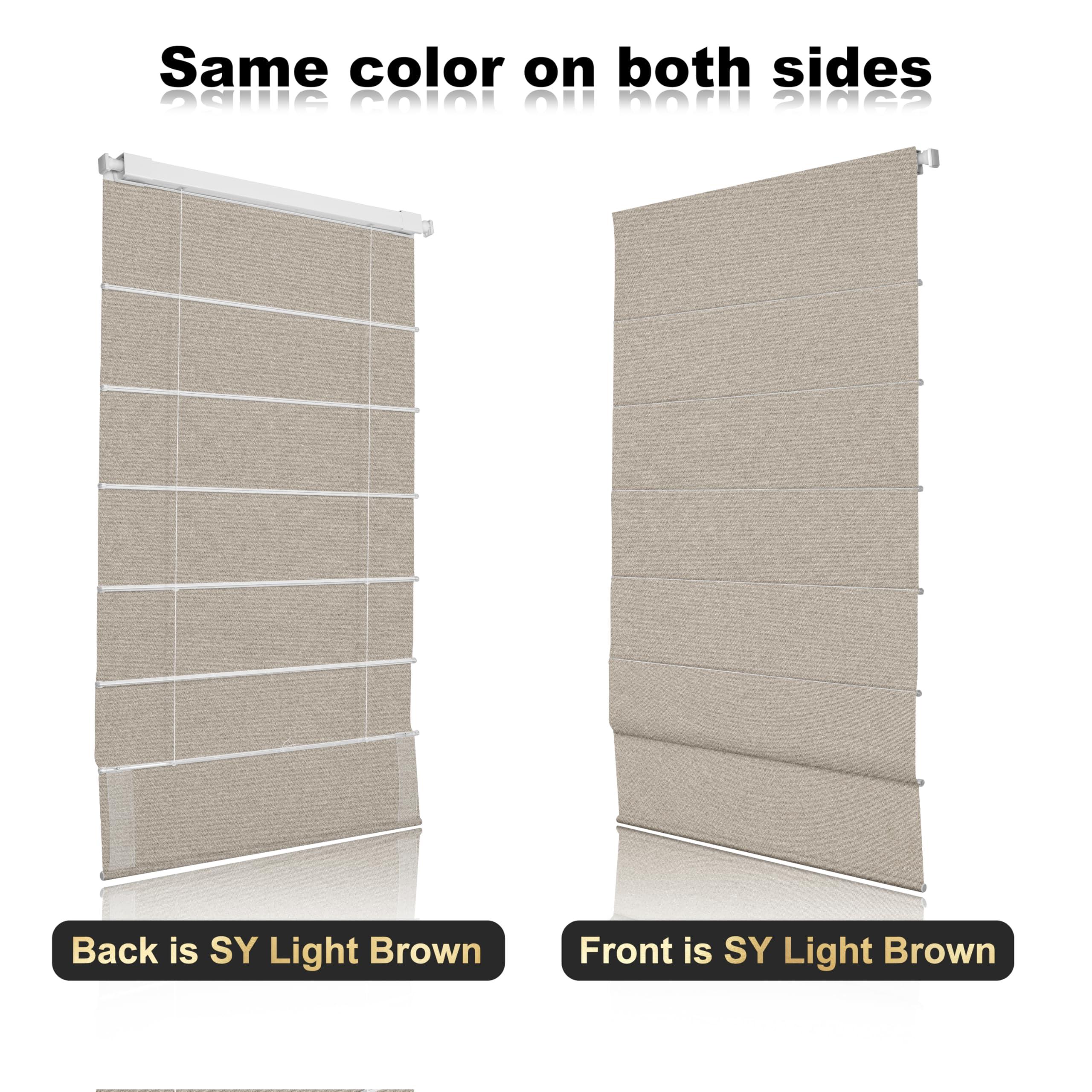 BERISSA BERISSA No Tool No Drill Blackout Roman Shades for Windows,Cordless Roman Blinds,Room Darkening Shades,Pull Down Window Shades for Home Office.Easy to Install.SY Light Brown.49 W x 72" H