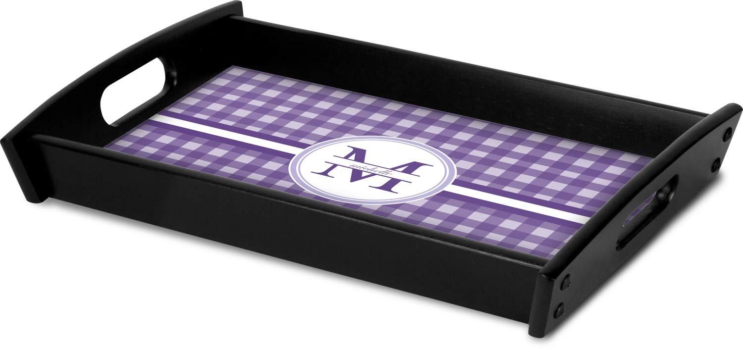RNK Shops Personalized Gingham Print Black Wooden Tray - Small