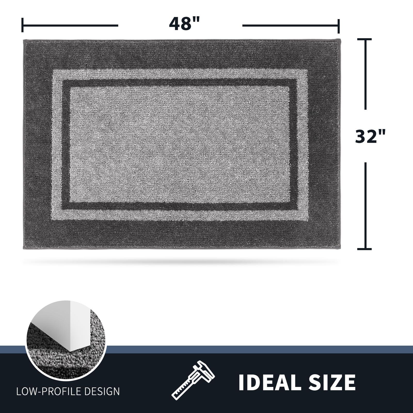 PURRUGS PURRUGS Dirt Trapper Door Mat 32" x 48", Non-Slip/Skid Machine Washable Entryway Rug, Shoes Scraper, Area Rug, Super Absorbent Welcome Mat for Muddy Wet Shoes and Paws, Light Grey & Dark Grey