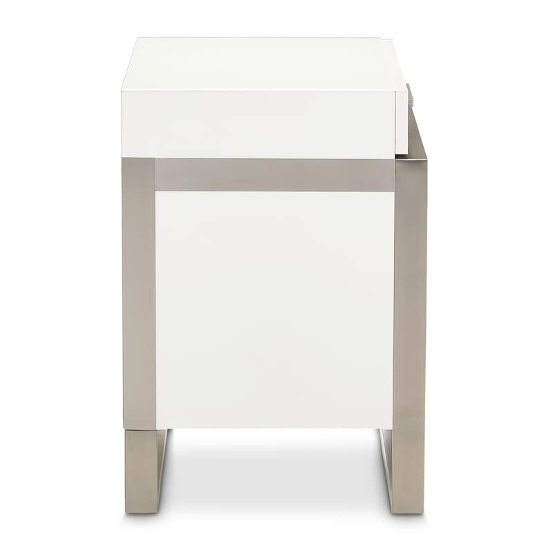 Michael Amini Michael Amini Marquee 3-Drawer Nightstand in Cloud White