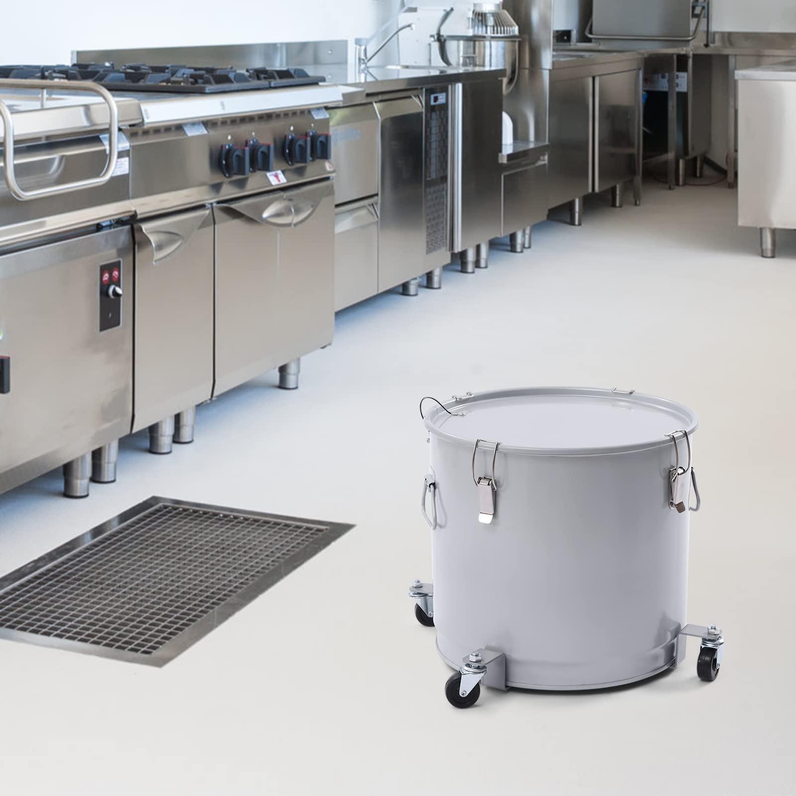 CHALIGHT 40L/10Gal Fryer Grease Bucket Silver Deep Fryer Oil Disposal Caddy Steel Fryer Oil Bucket Bacon Grease Container Oil Container Cooking Oil Filter Oilless Turkey Fryer w/Lid & Filter Bag