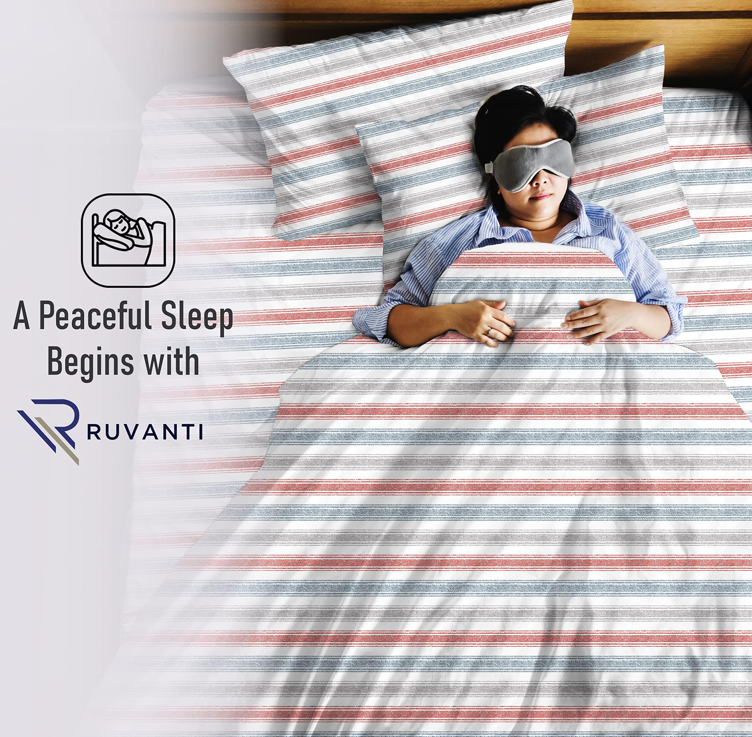 RUVANTI RUVANTI 100% Cotton Sheets - Crispy Cooling Percale Sheets for Twin XL Size Bed, Breathable & Durable Twin XL Sheet Set, 16 Inches Deep Pocket Sheets, Times, 3 Pieces