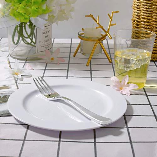 I00000 I00000 50 Pcs White Plastic Dessert Plates, 7.5 inch Disposable Salad Plates, Premium Appetizer Plates for Party, White Plastic Plates for Wedding