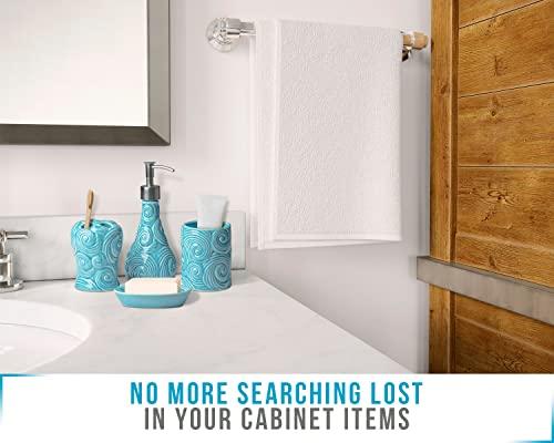 Comfify Designer - 4 Piece Bathroom Accessories Set - with Soap or Lotion Dispenser, Toothbrush Holder, Tumbler and Soap Dish - Glossy Finish - Porcelain (Ocean Waves, Aqua Blue) Holds 15.6oz