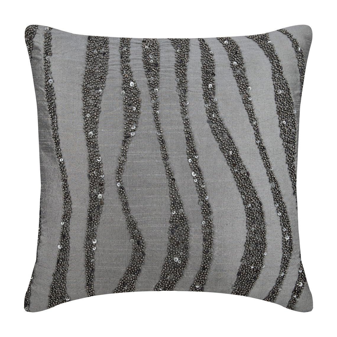 The HomeCentric The HomeCentric Euro Pillows, Gray Euro Size Pillowcases 26x26 inch (65x65 cm) Silk European Shams, Abstract, Swirls, Beaded, Pattern, Modern Euro Pillow Shams Easter - Grey Sand Dunes
