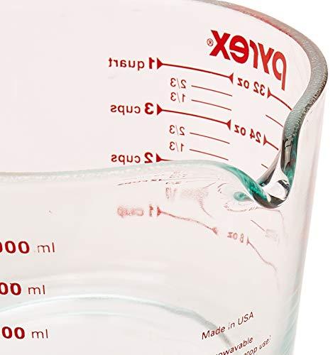 Pyrex Pyrex (32 Oz) Measuring 4 Cup Glass, Clear, Red