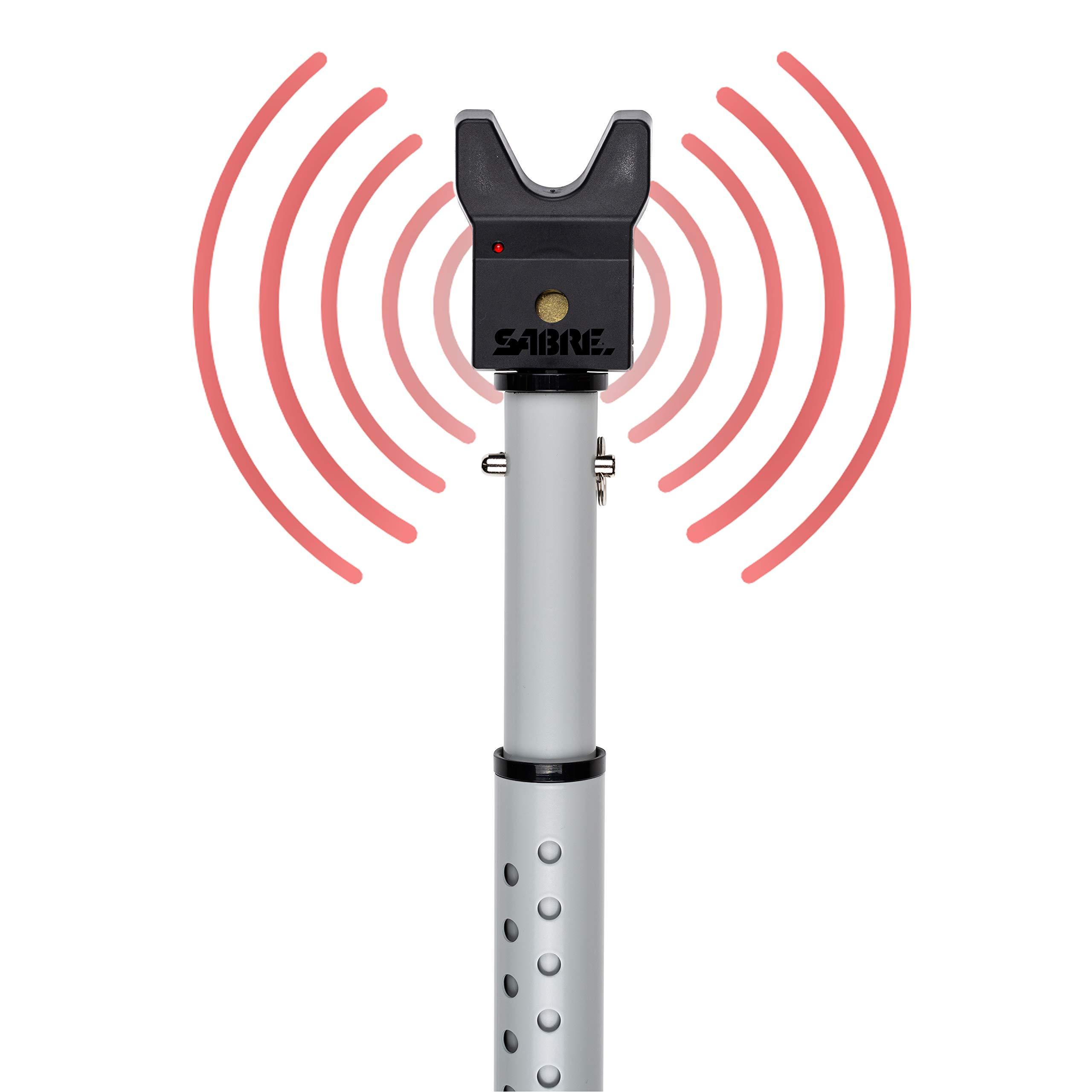 SABRE SABRE Adjustable Door Security Bar with Vibration Detecting Alarm, 115dB Alarm Audible Up To 1,100 Ft (335 m), Adjusts To Fit Most Hinged & Sliding Doors, Rubberized Foot for Strong Grip, Collapsible