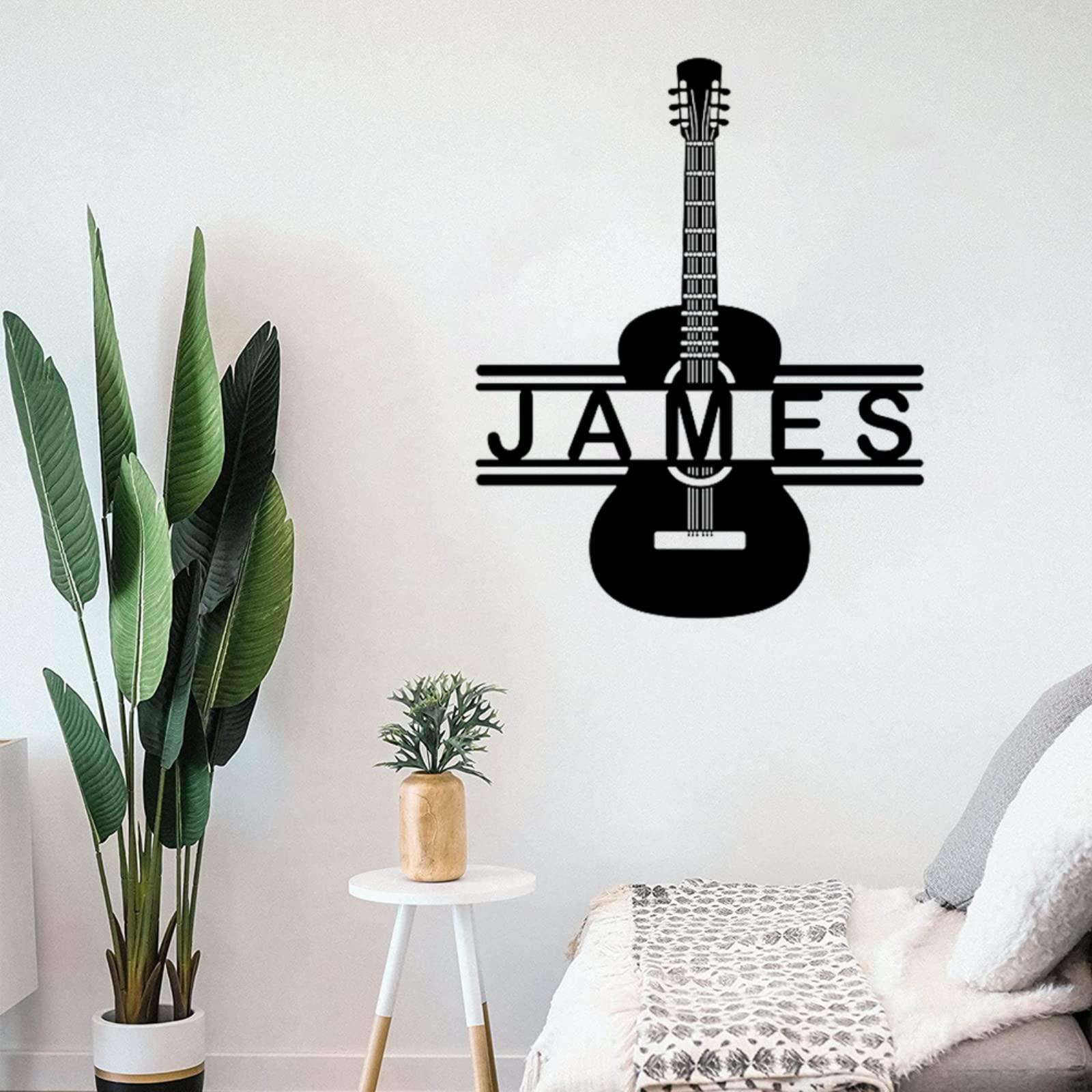 Nickleson Art Custom Guitar Metal Wall Sign - Personalized Guitar Metal Wall Art - Guitar Metal Wall Decor - Personalized Guitar Decor - Musician Gifts - Bedroom Decor