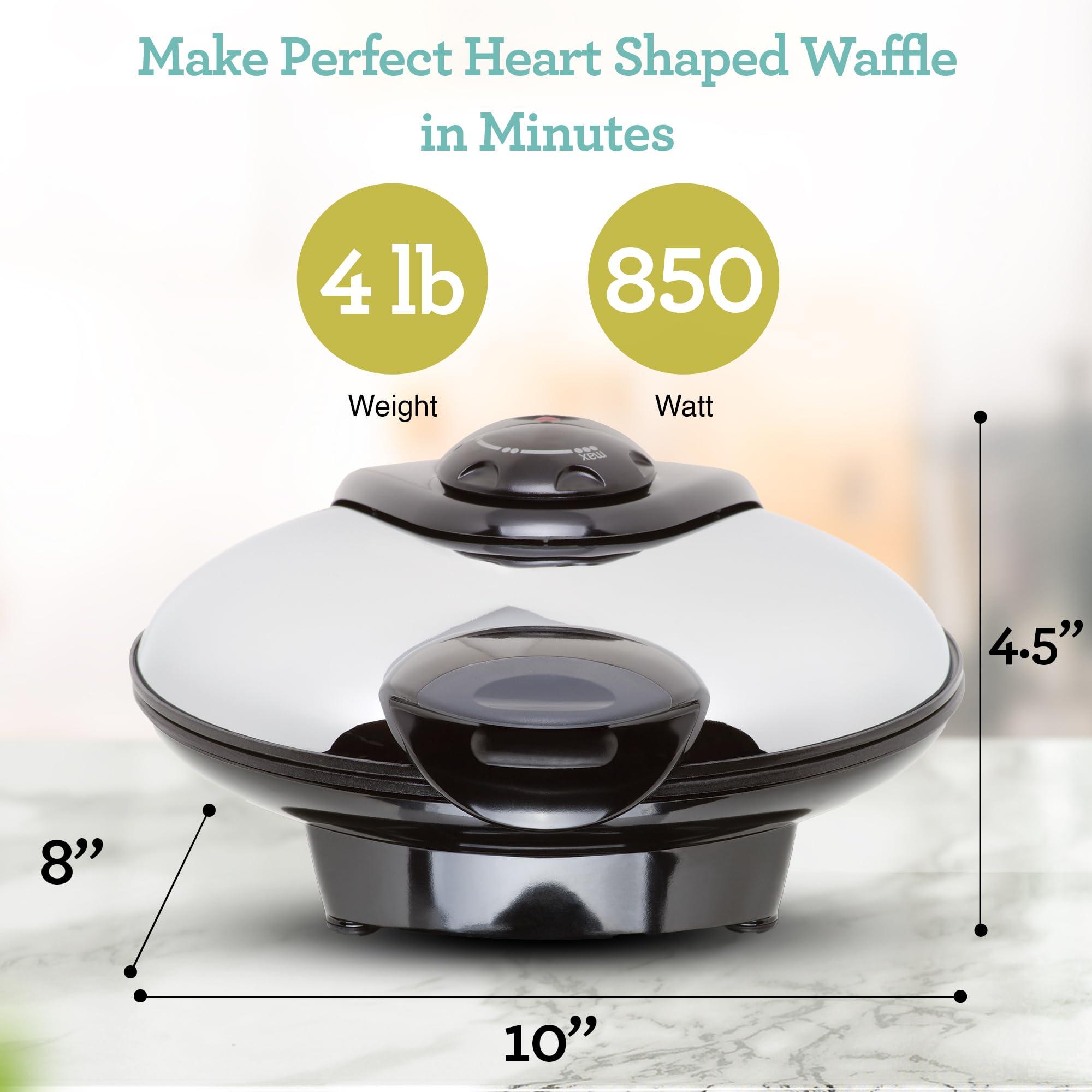 Euro Cuisine Euro Cuisine WM520 Heart Shaped Iron Waffle Maker - Eco-Friendly PTFE and PFOA Free Non Stick Plates, Perfect for V-Day & Special Occasions, 8-Inch