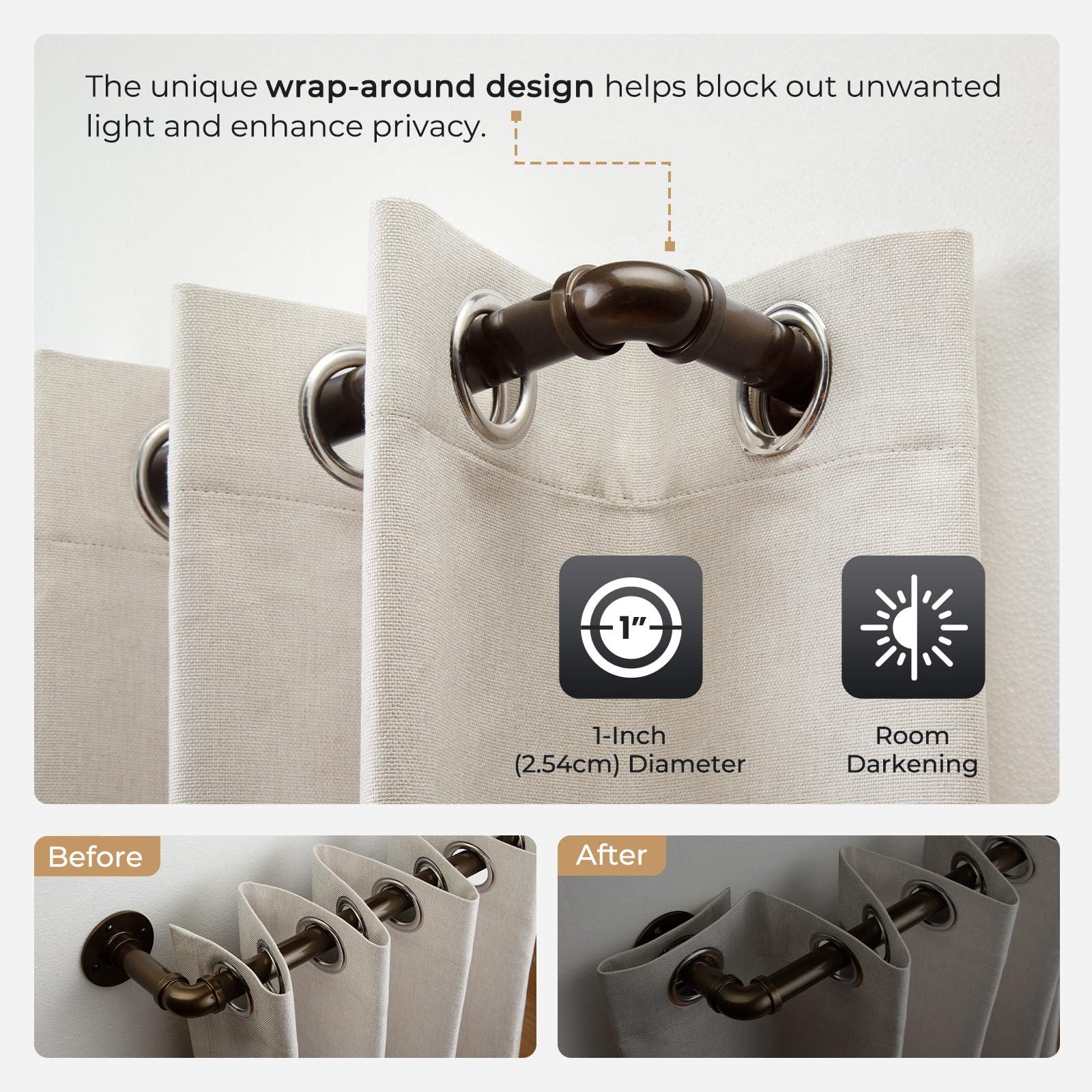 zeerobee Zeerobee Curtain Rods for Windows 120 to 240, 1 Inch Industrial Wrap Around Curtain Rod, Indoor/Outdoor Room Divider Adjustable Drapery Pole, 120"-240", Antique Bronze