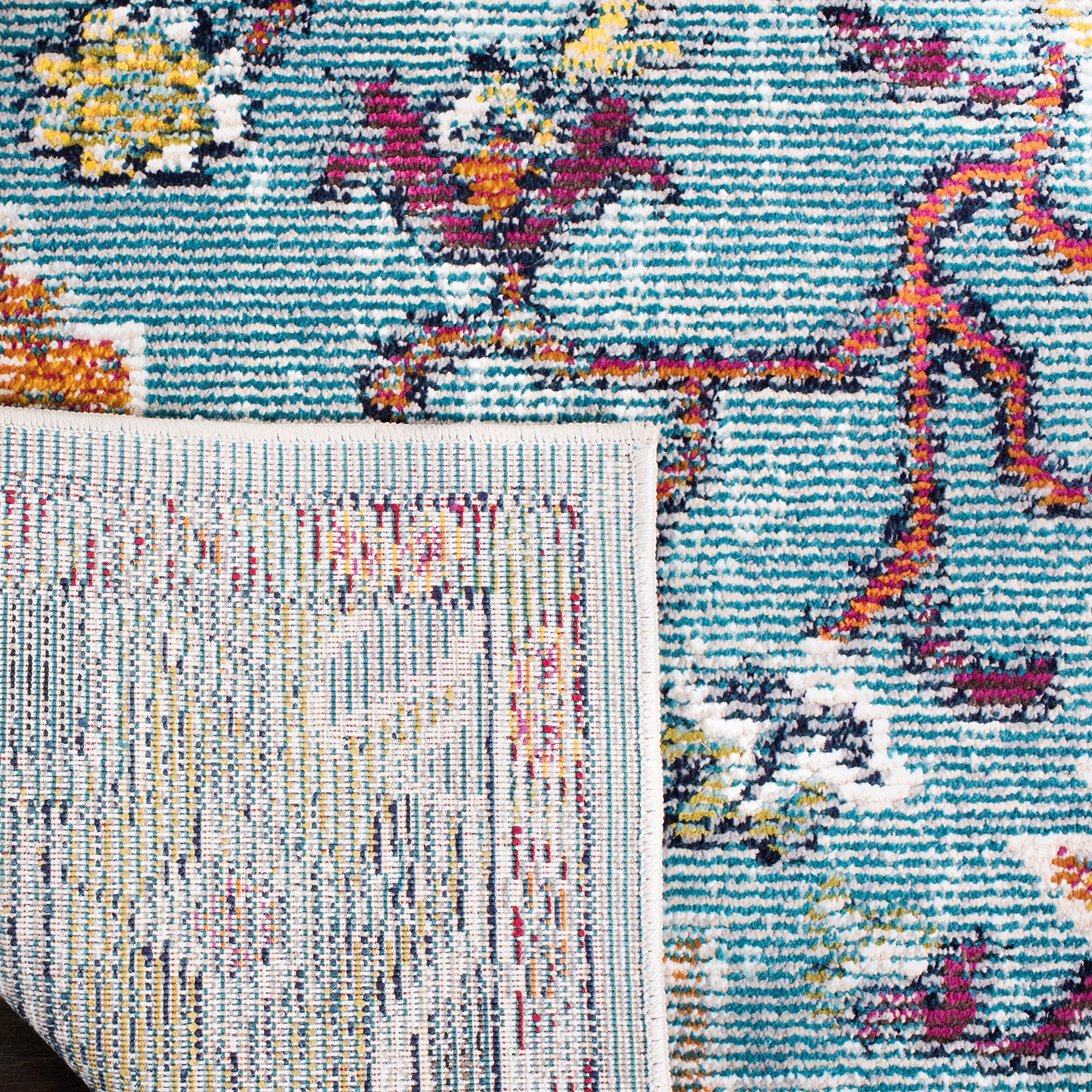 Safavieh SAFAVIEH Crystal Collection 9\' Square Teal/Orange CRS501J Boho Chic Oriental Medallion Distressed Non-Shedding Living Room Bedroom Dining Home Office Area Rug