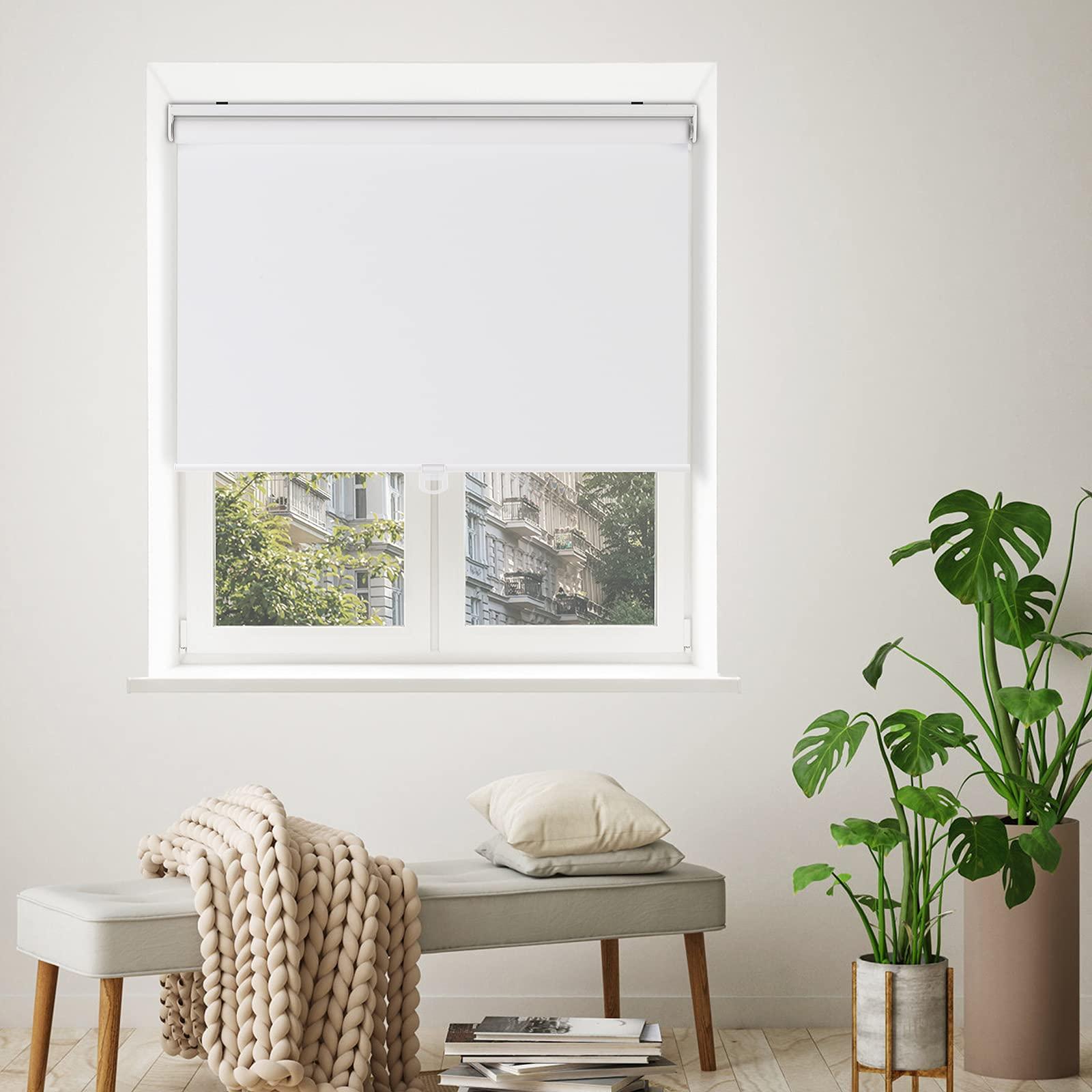 HOTSOON HOTSOON Commercial & Household White on The Back Cordless Roller Blinds Spring-Loaded Roller Blinds Custom Size.Sandy Beige,32" W x 56" H.