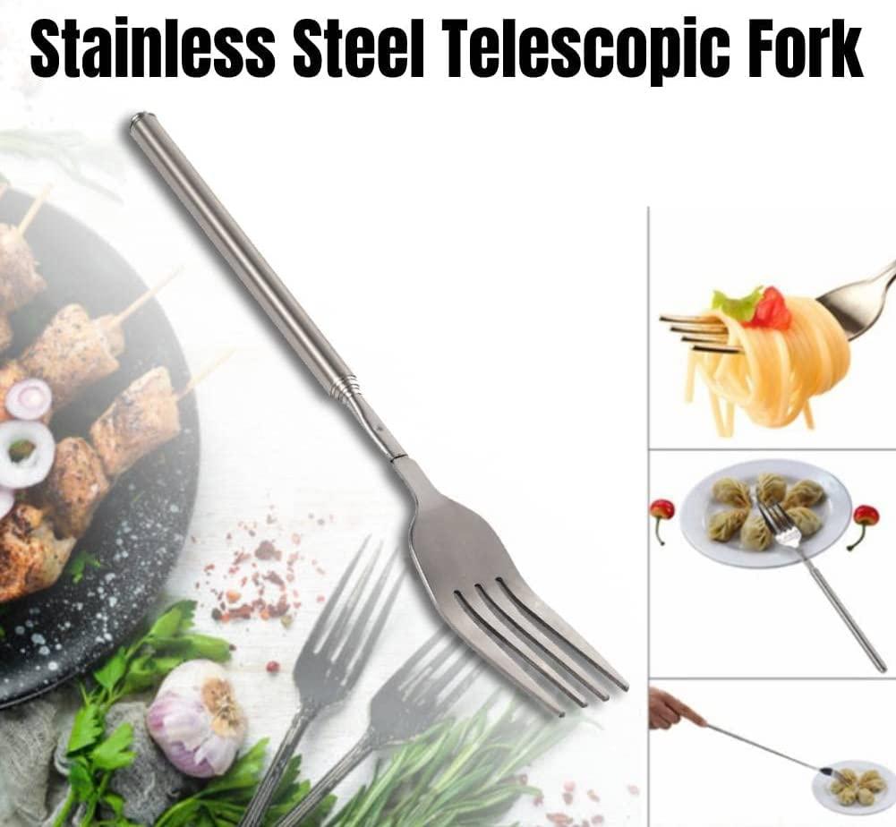 LIZEALUCKY Telescopic Fork,Extendable Fork,Extending Fork,64cm Long Stainless Steel Retractable Fork Extendable Dinner Fruit Dessert Fork Cutlery 8.7-25.4inch