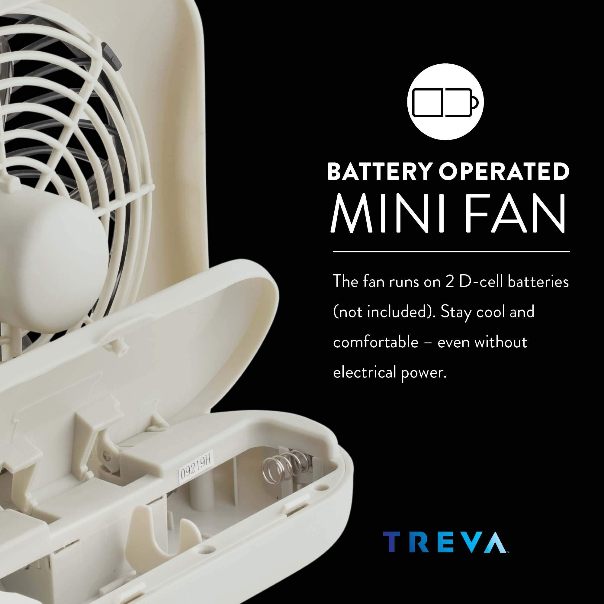 O2COOL O2COOL Treva 5 Inch Battery Powered Fan Portable Desk Fan 2 Cooling Speeds with Compact Folding & Tilt Design Cubicle Accessories Small Portable (Grey)