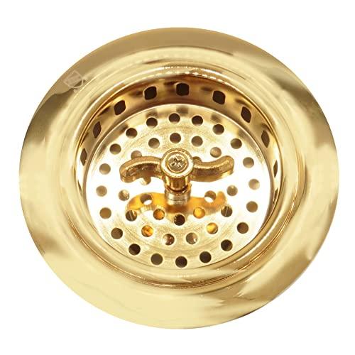 Westbrass Westbrass D213-01 3-1/2" Wing Nut Twist Style Large Kitchen Sink Basket Strainer, Single, Polished Brass