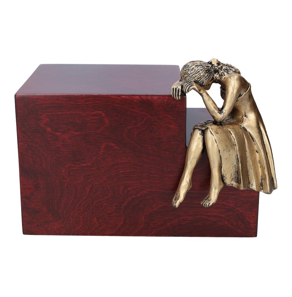 Gregspol Ltd Unique Artistic Cremation Urn for Ashes Adult Funeral Urn/Casket Nostalgia Sculpture Funeral urn Angel (Bronze Plated/Light Brown)