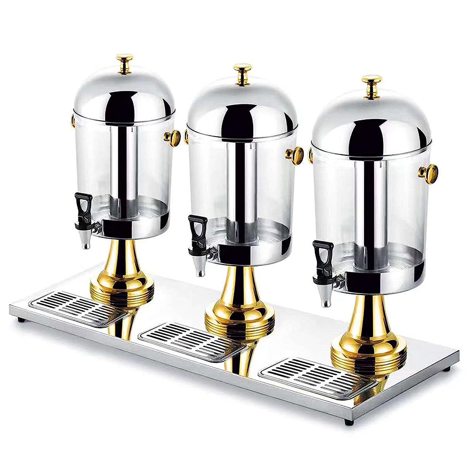 ELGADO Commercial Beverage Dispenser, Stainless Steel Coffee Chafer Urn,Cold And Hot Beverage Dispenser,8/16/24L Self Service Beverage Machine,Fruit Juice Dispenser For Coffee Juice Tea Drink (Color : Gold