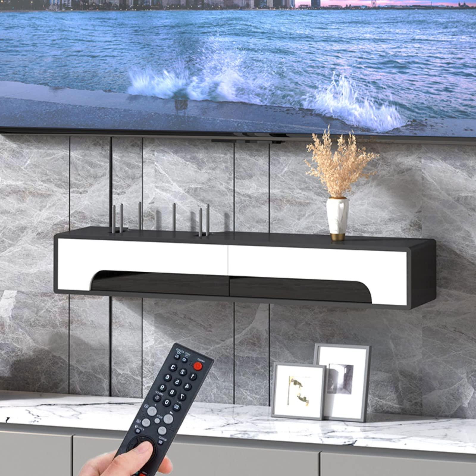 SGeneE Wall Mounted TV Cabinet Wall Shelf Floating Shelf TV Stand Media Console Unit Entertainment Centre Open Shelf Living Room Cabinet TV Unit Storage Shelf Wall Mount Corner Shelves Utility Shelve