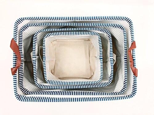 Minimal Life Minimal Life Foldable Multi-Sized Square Natural Linen & Cotton Fabric Storage Bins Clothes Storage Organizers- Set of 4