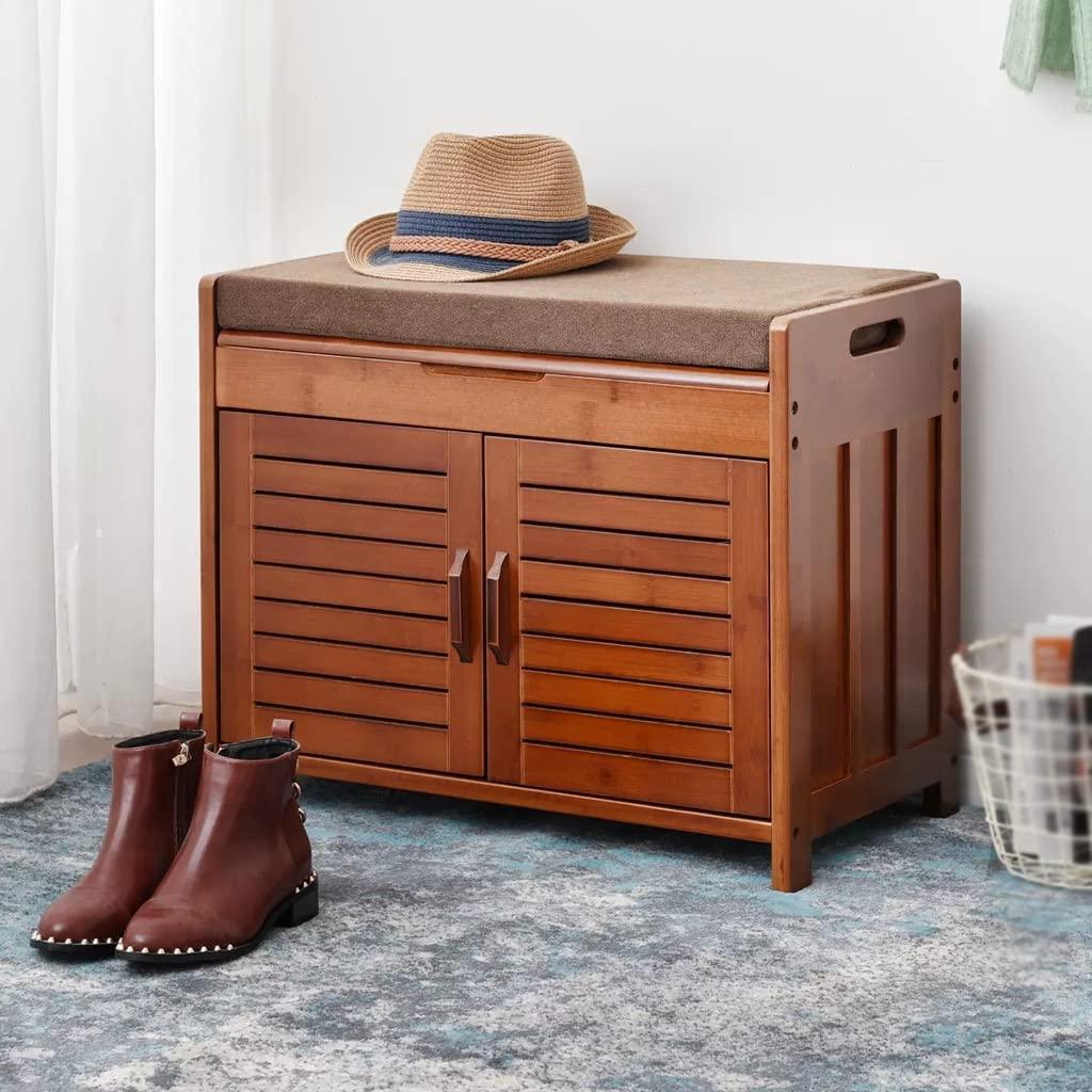 MACIUM Footstools/Ottomans Simple Modern Solid Wood Shoe Rack Locker Shoe Stool Shoe Cabinet Try Shoe Stool Wear Shoe Cabinet Living Room Corridor Bench Shoe Stool (Color : B)