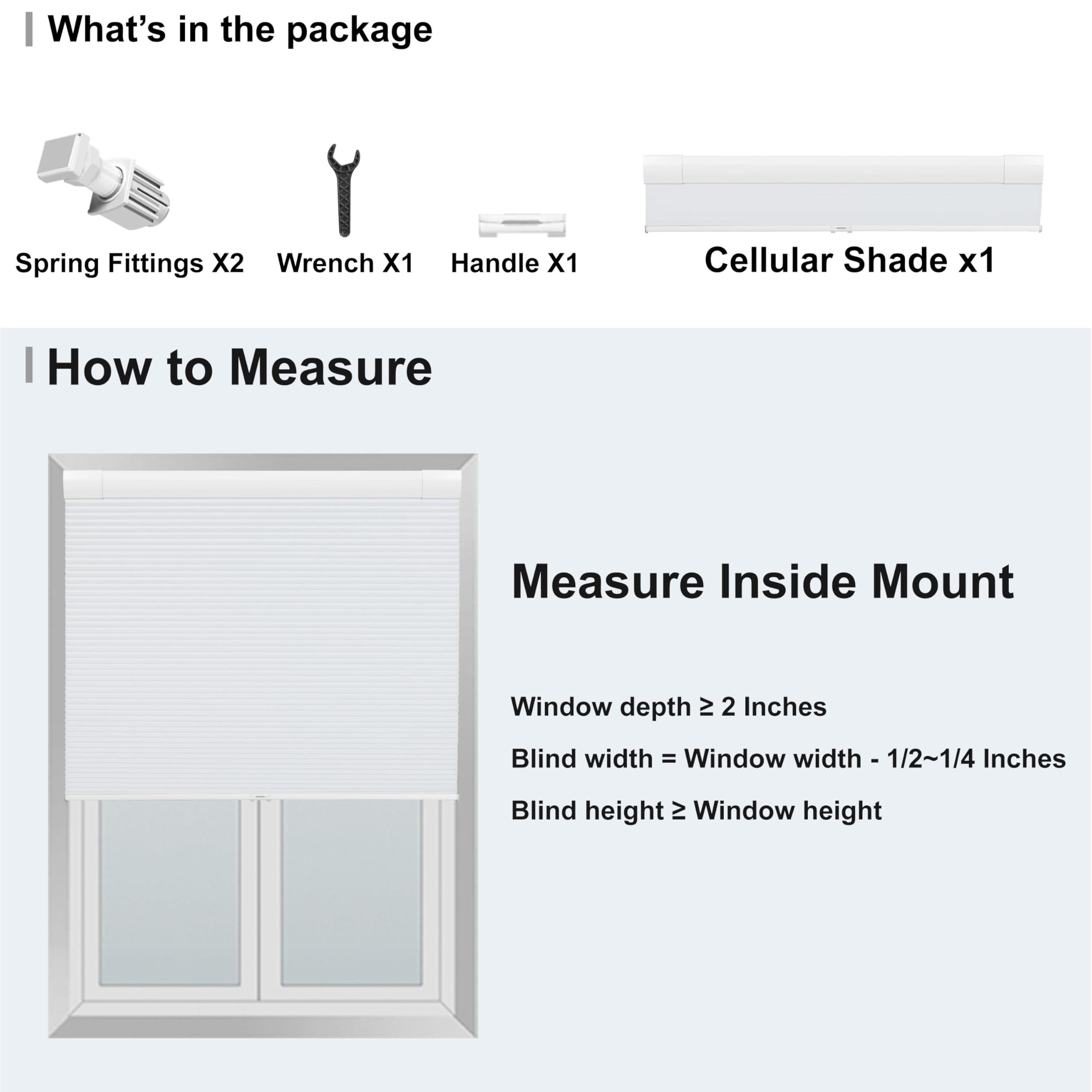 BERISSA BERISSA No Drill No Tools Blackout Cellular Shades Cordless Honeycomb Blinds Easy to Install Cellular Blinds for Windows, Blackout-Black,44" W x 64" H.
