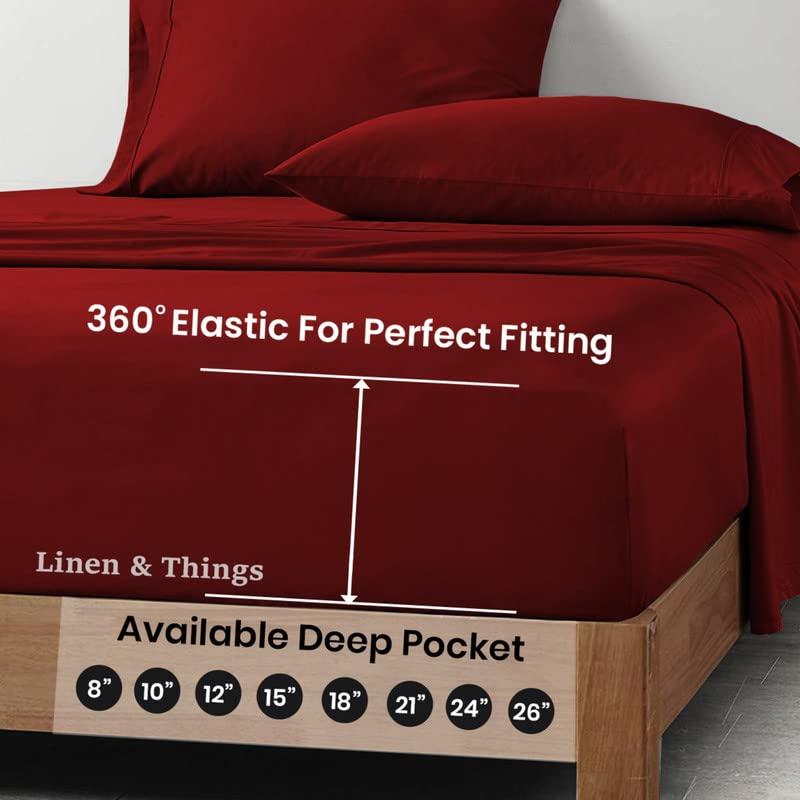 SmartSF 100% Egyptian Cotton Bed Sheets Set -800 Thread Count 6-Piece Sheets Set - California King Size Fits Mattress Up to 18\'\' Deep Pocket - Burgundy Solid