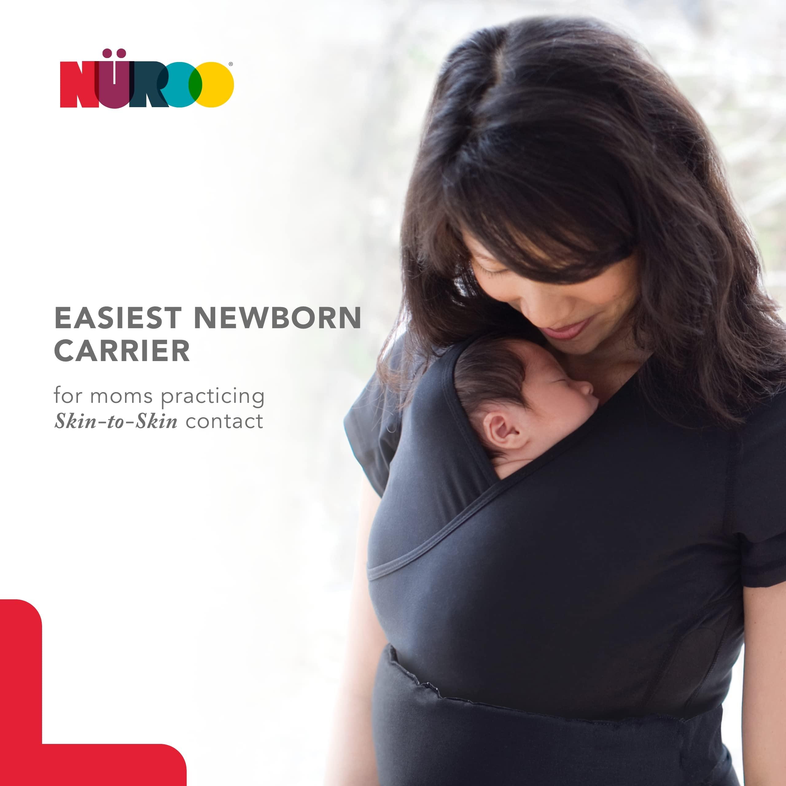 NüRoo Brownmed - NuRoo Pocket - Comfortable Skin-to-Skin Shirt for Mom & Baby - Full-Coverage Baby Wrap Carrier Shirt for Newborns - Breathable Baby-Wearing Wrap Shirt - Medium - Black