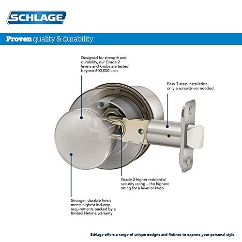 SCHLAGE Schlage F10 PLY 622 Plymouth Door Knob, Hall & Closet Passage Lock, Matte Black