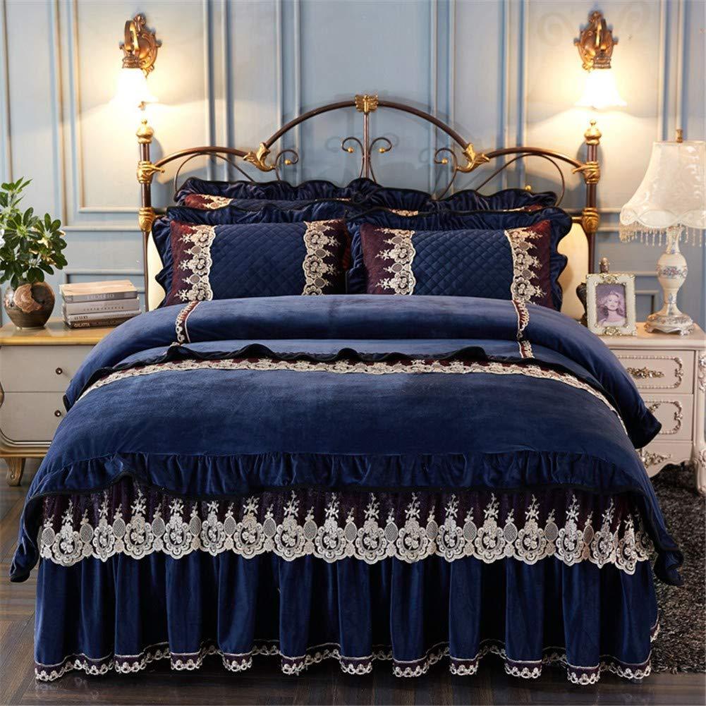 RUIDP RUIDP Bed Skirt Crystal Velvet Lace Elastic Bed wrap Princess Bed Solid Color Polyester Abrasion Color Valance Sheets Double Fade Resistant Washable Abrasion resistantadam