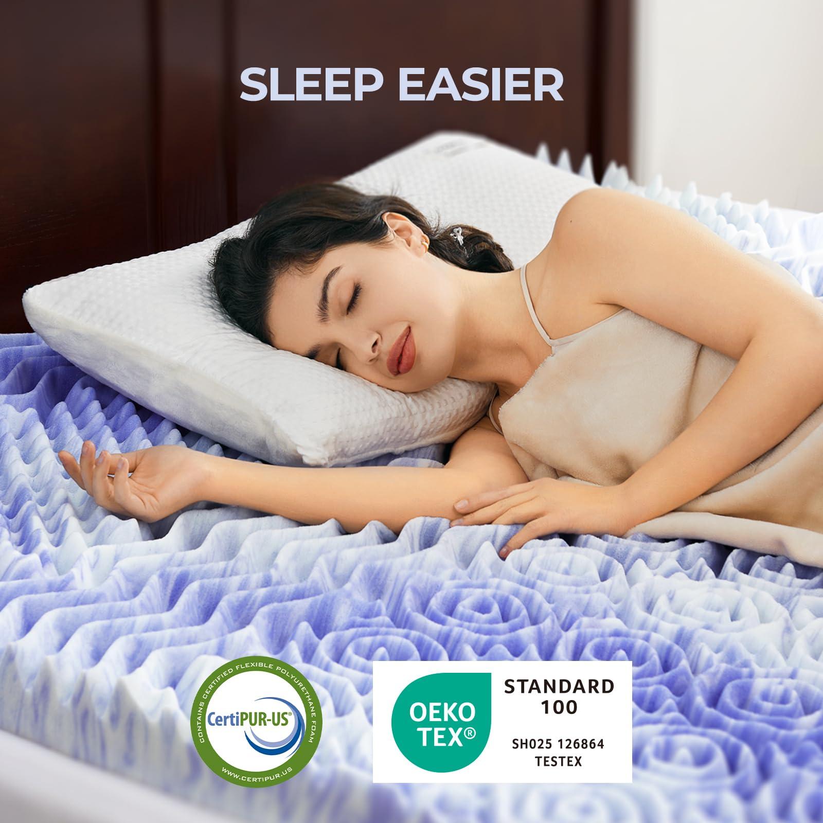 Dreamsmith Dreamsmith 2 Inch 7-Zone King Memory Foam Mattress Topper, Cooling Gel Infused Foam Mattress Topper King for Pressure Relief, CertiPUR-US Certified