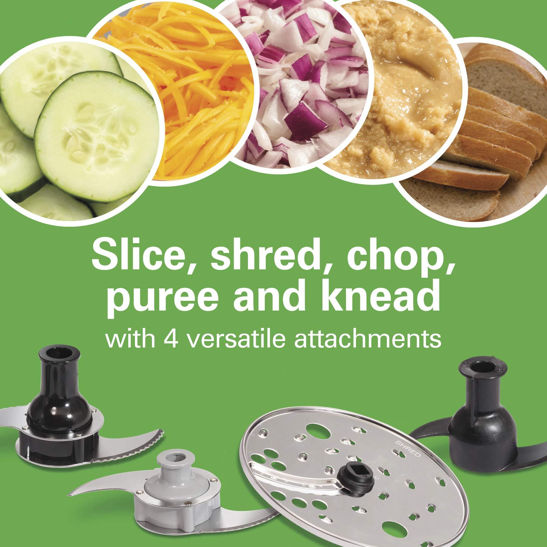 Hamilton Beach Hamilton Beach Stack & Snap Food Processor and Vegetable Chopper, BPA Free, Stainless Steel Blades, 14 Cup + 4-Cup Mini Bowls, 3-Speed 500 Watt Motor, Black (70585)