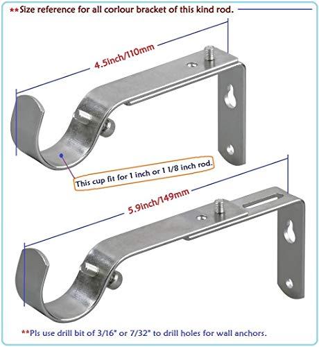 Roaeben Adjustable Curtain Rod Bracket Or Rod Holder - for 1 or 1 1/8 Inch Rods-(Gold,Set of 2)