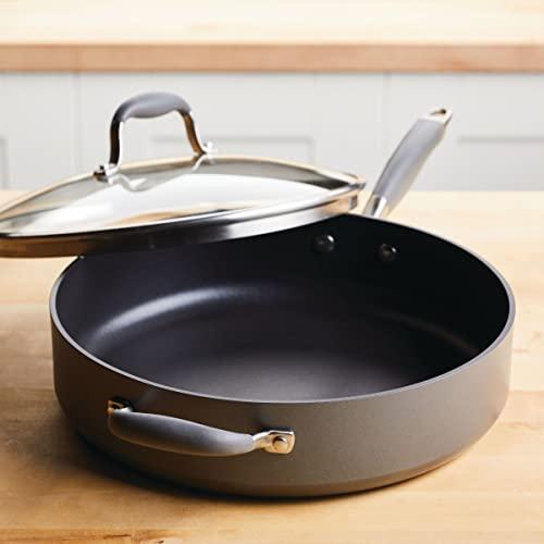 Anolon Anolon Advanced Home Hard Anodized Nonstick Saut Pan with Helper Handle and Lid, 5 Quart - Moonstone