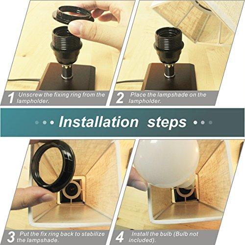 ZEEFO ZEEFO Bedside Table Lamp, Retro Style Solid Wood Base Table Lamps with Fabric Shade Nightstand Mini Desk Lamps for Bedroom, Living Room, Bookcase (Square)