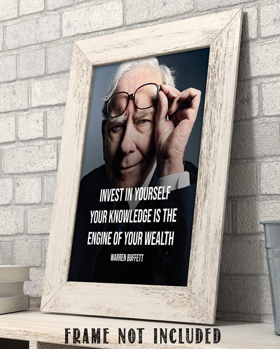 AMERICAN LUXURY GIFTS Warren Buffett Quote Wall Art - \"Invest In Yourself\" - 8x10\" Motivational Print with Silhouette For Home Decor, Office Decor & School Decor. Unframed