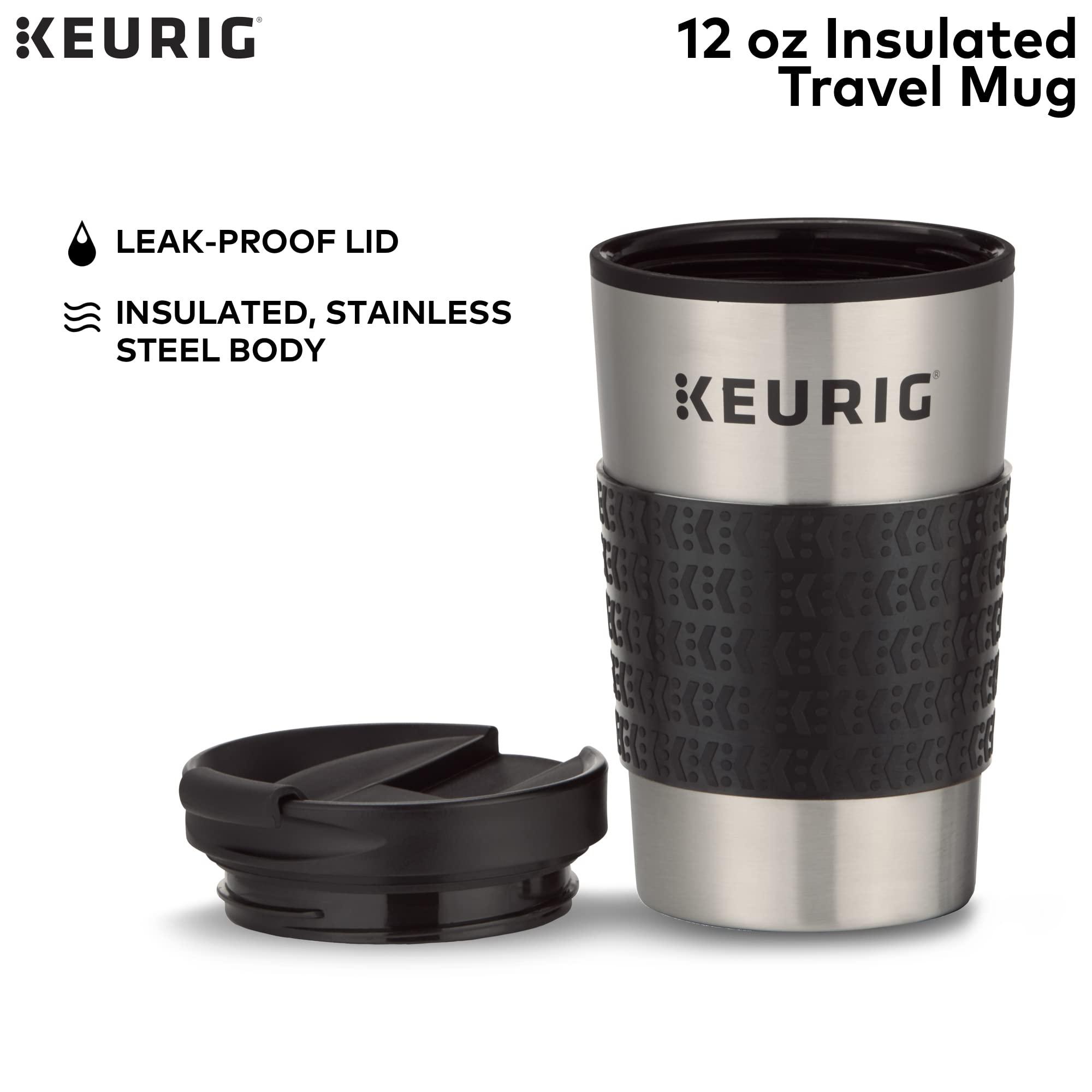Keurig Keurig K-Elite Single-Serve K-Cup Pod Coffee Maker, Brushed Silver & Travel Mug Fits K-Cup Pod Coffee Maker, 1 Count (Pack of 1), Stainless Steel