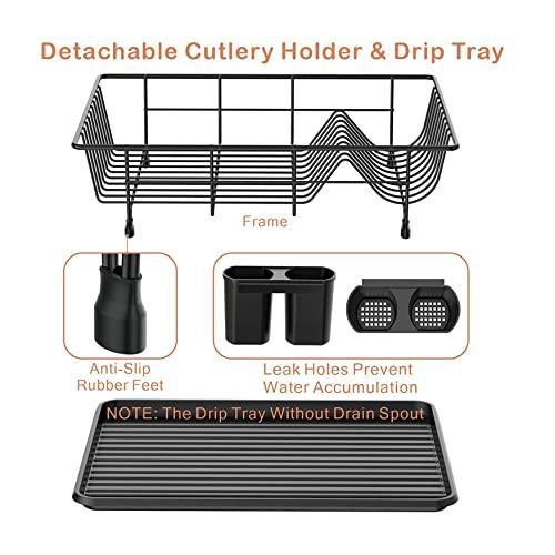 TBWFRD Dish Drainers Dish Drainers Dish Drying Rack|Small Dish Rack with Tray Compact Dish Drainer for Kitchen Counter Cabinet|Stainless/Detachable Dish Rack|Black16.45``*12.05\'\'*4.3\'\'Kitchen Stora