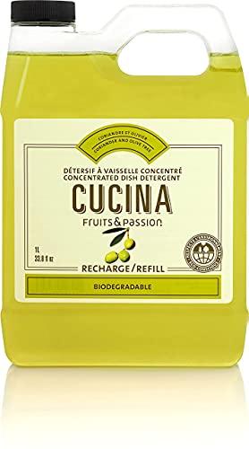 Fruits and Passion Fruits & Passion [Cucina] - Coriander & Olive Tree Dish Soap Refill, All Natural Dish Detergent Liquid Refill, Vegan & Cruelty-Free, Clear Dish Soap Liquid Refill (33.8 fl oz)