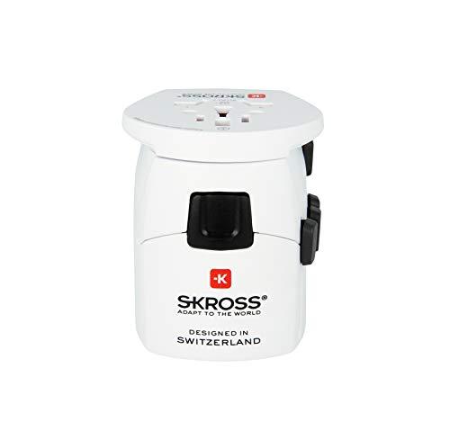 SKROSS Skross Pro World Travel Adapter, 3-Pole Travel Adaptor with Slide System, Designed in Switzerland for More Than 205 Countries, 1.103175 White