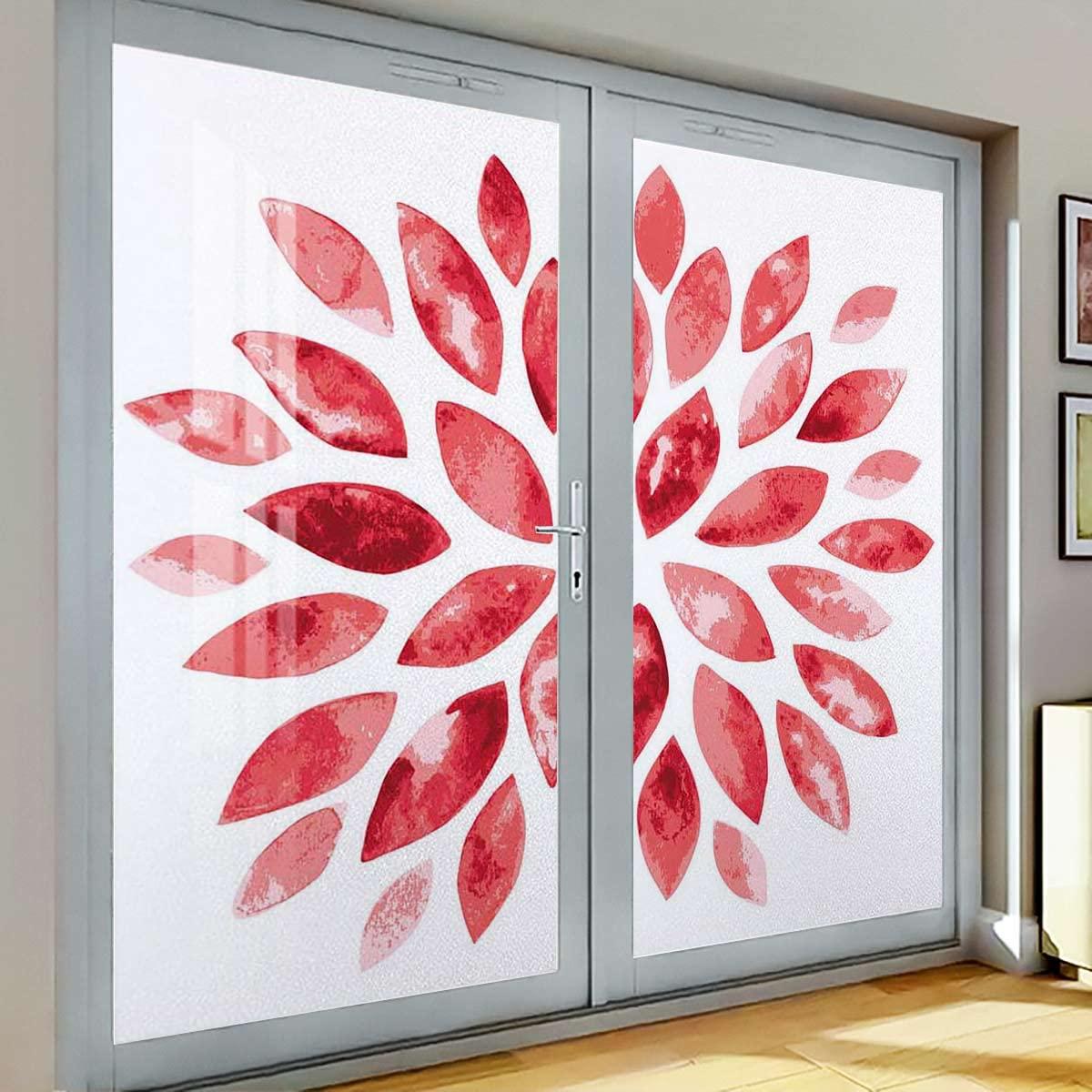 Generic Privacy Window Film Frosted Window Decorative Film Static Cling Window Sticker Glass Tinting Covering Nature Beauty Blossom 17.7Wx23.6L-inch x2 Pcs