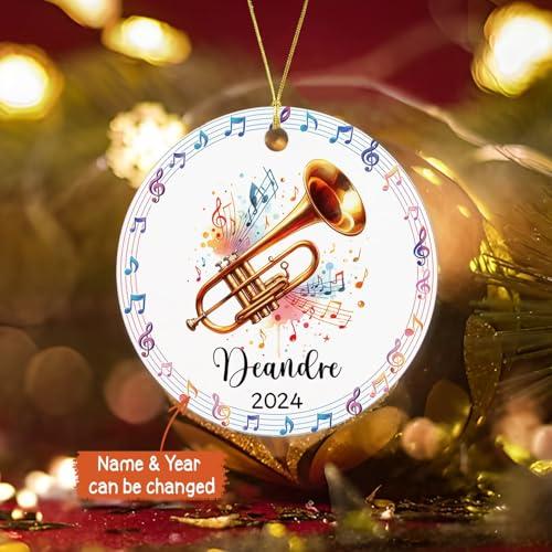 Wixxby Trombone Musician Instrument Christmas Keepsake, Personalized Trombone Ornament Christmas 2024, Custom Name Trombone Lover Ornament Xmas Tree, Trombone Ornament Gift for Trombone Player Music Teacher