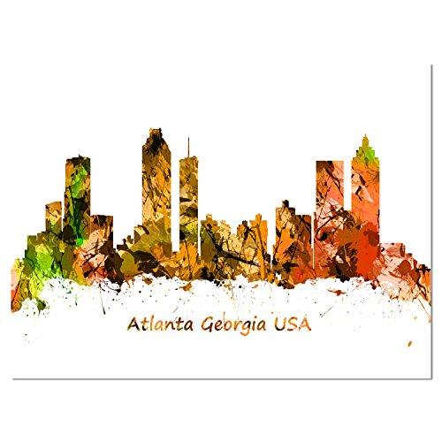 Design Art Designart PT9661-20-12 Atlanta Georgia Skyline Cityscape Painting Canvas Art Print, 12\" H x 20\" W x 1\" D 1P, Orange