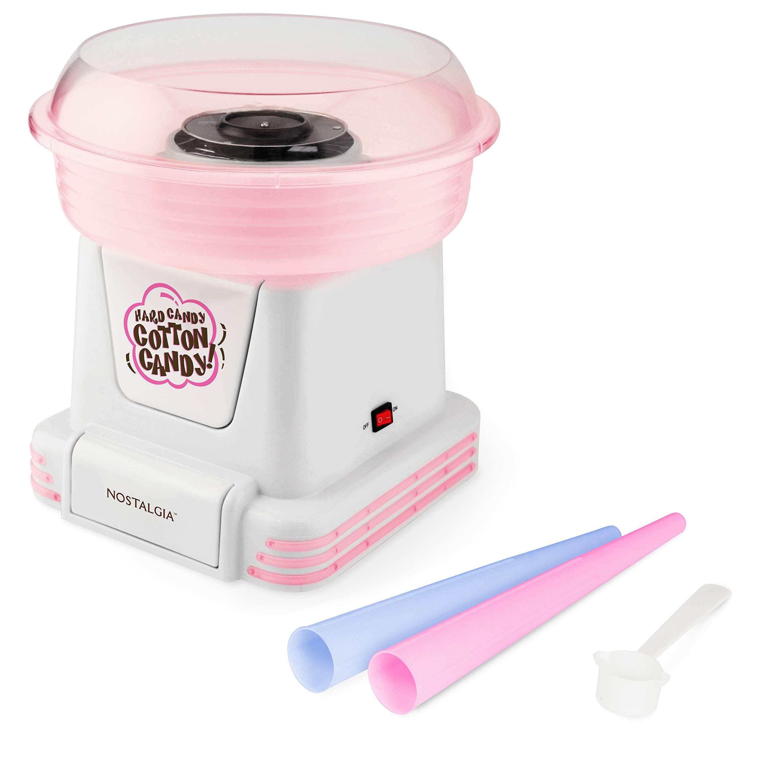 Nostalgia Nostalgia Cotton Candy Machine - Retro Cotton Candy Machine for Kids with 2 Reusable Cones, 1 Sugar Scoop, and 1 Extractor Head White